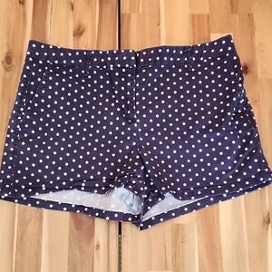 Womens Elle Navy Polka Dot Cotton Shorts - Size 10